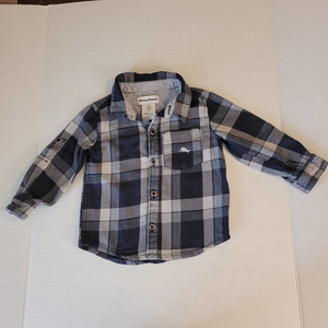 Tommy Bahama Toddler Boys Long Sleeve Flannel Shirt Roll Tab Sleeves Size 12M‎